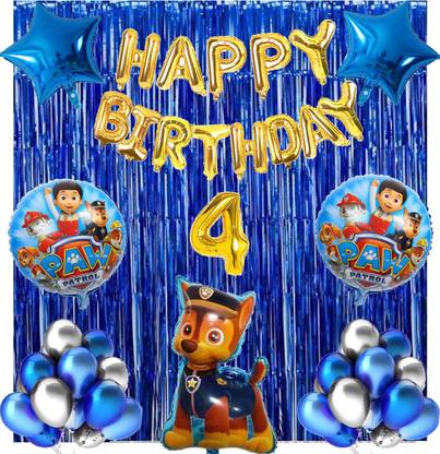 Attache Paw Patrol Theme Foil Balloon for Birthday Decoration items (4 Happy Birthday)