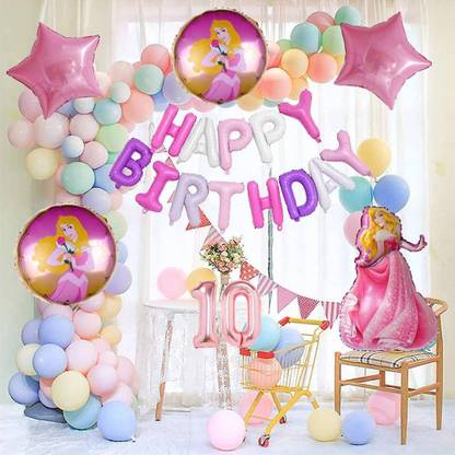 Attache Princess Theme Foil Balloon for Birthday Decoration items (10 Happy Birthday)
