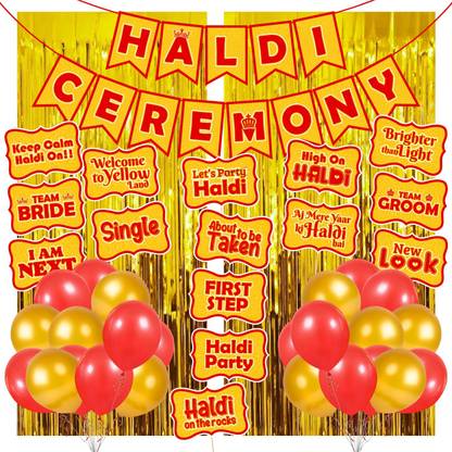 ZYOZI 43 Pcs Combo Mehandi Props for Photoshoot/Haldi Props for Bride and Family