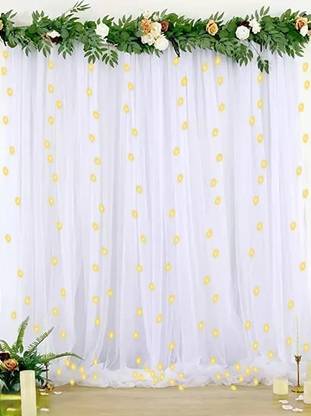 Fun and Flex Wall Backdrop White Net with Light for Birthday, Wedding, Baby Shower Decoration