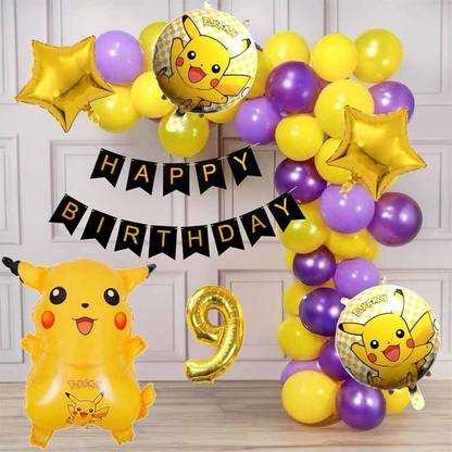 KIDOS 9th Birthday Pokemon Pikachu Theme DIY Kit for Birthday Decoration