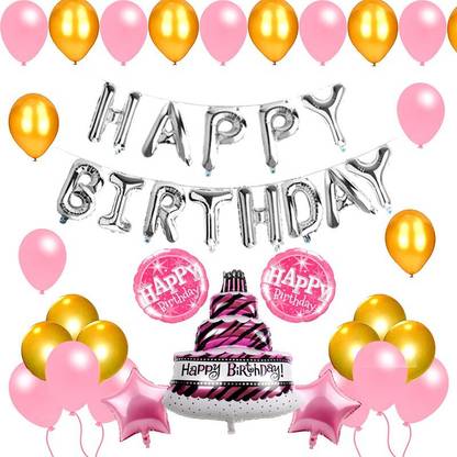Happy Decoration Happy Birthday Cake Shape Foil Balloon Combo Set for party Decoration