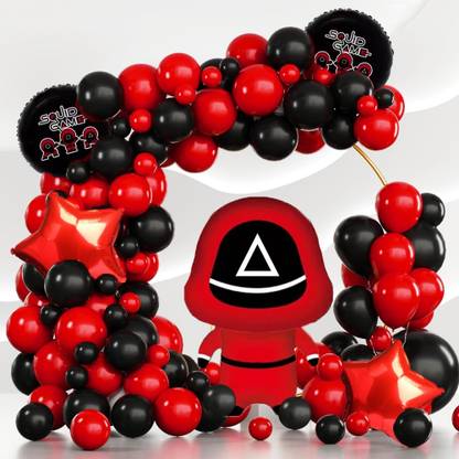 PopTheParty Black & Red Squid Game Theme Party Decorations
