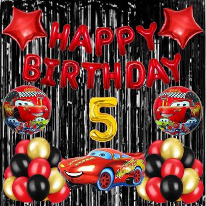 Gleam Lightning McQueen Car Theme 5th Year Birthday Decoration Party Items Supplies