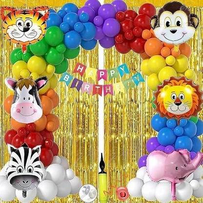 groovy dudz 2nd Jungle Birthday Decoration Items For Boys -41 Pcs Jungle