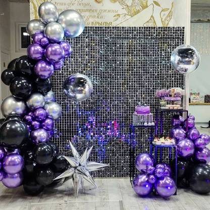 Bash N Splash Black Purple Silver Sequence Party Decoration Chrome Balloon Party prom Decor