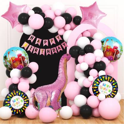 PopTheParty Pink dinosaur jungle/forest theme decoration kit