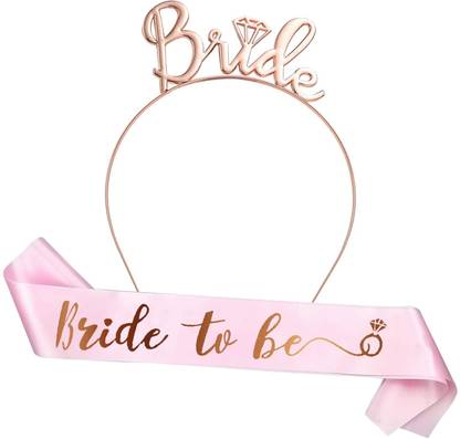 Party Propz Bridal Shower Decorations Set - Bride to Be Crown and Sash, Pack of 2