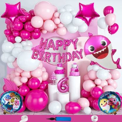 Choice Corner 6th Baby Shark Theme Birthday Decorations Combo of Balloons Happy Birthday