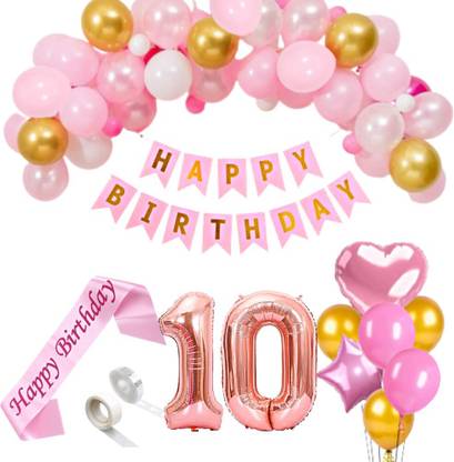 FLICK IN 10th Birthday Decoration for Girls Number 10 Foil Birthday Sash Princess Party