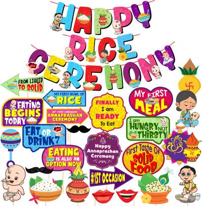 Prihit Happy Rice Ceremony Banner with Annaprasanam Photo Booth Props ...