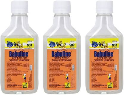 Babuline Gripe Water Ayurvedic Herbal Water for Kids - 135ml, Pack of 3 (Each Pack 135ml x 3)