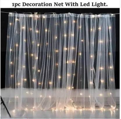 Fun and Flex Decoration tulle white net Curtain cloth with Led Light for Backdrop