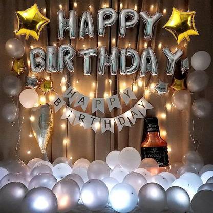 TOYXE 41382 Birthday Decoration Item Balloons Banner LED Light Strip