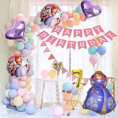 KIDOS Princess Sofia Theme DIY Kit Combo for 7th Birthday Party Decoration