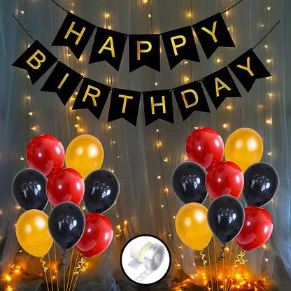 TTimmo4 Red Golden and Black birthday Theme for Girls Boys Girlfriend Wife Husband etc.