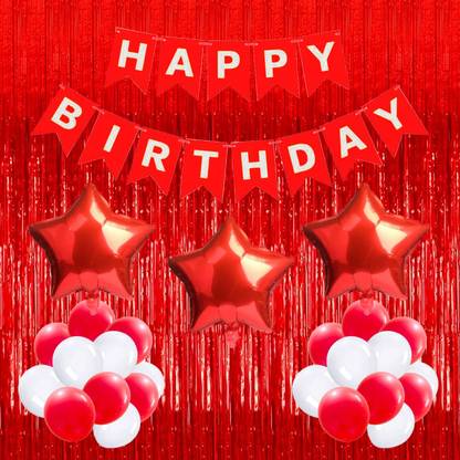 Rozi Decoration Red Theme Happy Birthday Decorations for Girls, Boys, Adults Birthday Party