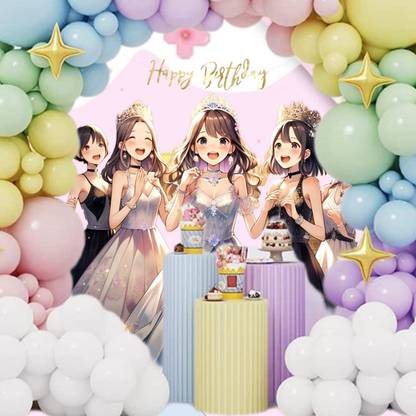 Gleam Sphere Decor Happy Birthday Party Decoration Kit – Balloons, Banner & Props