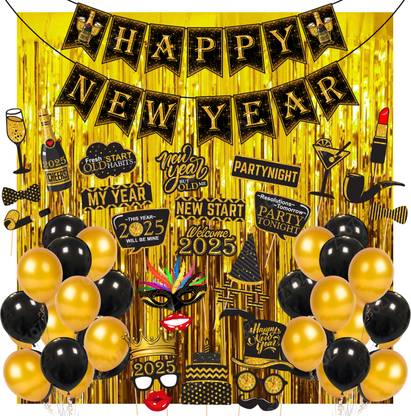 ZYOZI Happy New Year Party Decorations Supplies,New Year Decorations Set - Set of 56
