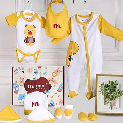 minimavin New Born Baby Gift Set | 10 Piece Kit Set | GOTS CERTFIED, 0-3M