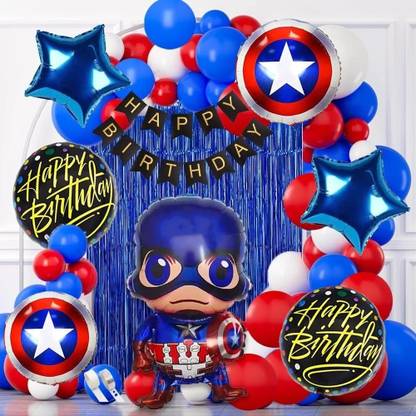 PopTheParty Captain America birthday decoration avengers theme combo kit for boys & girls