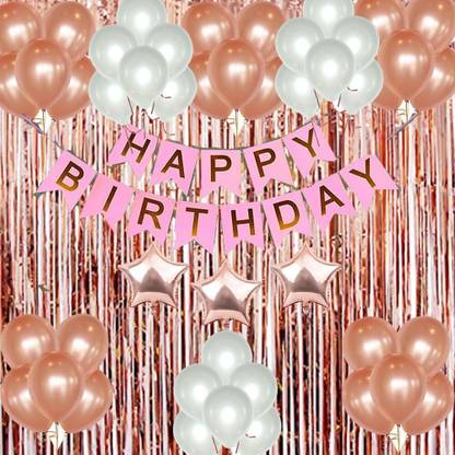 PARTY MIDLINKERZ Happy Birthday Balloons Party Decoration Kit items 46Pcs combo set decor for HBD