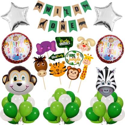 Rozi Decoration Wild Monkey Theme for Birthday Party Decorations - 62 Pcs