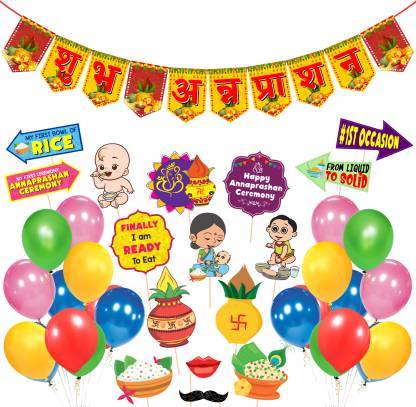 ZYOZI Shubh Annaprashan Banner with Annaprashan Photo Booth Props and ...