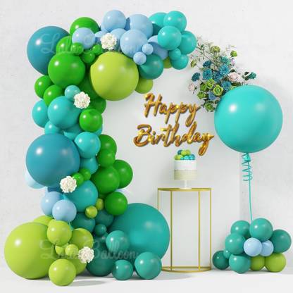 Inispire2Fashion Adorable Green & Blue Balloons Birthday Party Decoration Set
