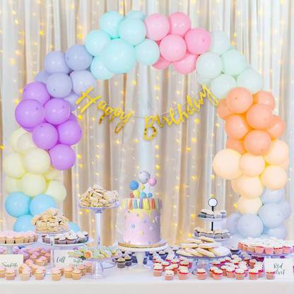 1iAM Birthday decoration combo with Multicolor balloons and Fairy light, Cabana net