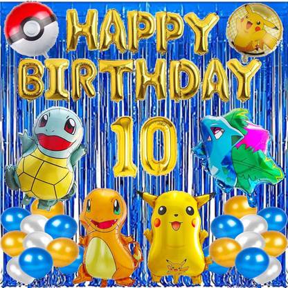 Attache Pokemon Theme Foil Balloon for Birthday Decoration items (10 Happy Birthday)