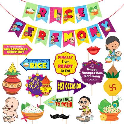 ZYOZI Annaprasanam Photo Booth Props,Baby Photoshoot for Rice Ceremony(Pack of 17)