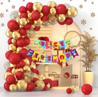 Prihit charming 10 confetti balloons Red and Gold Each 70 (Pack of 82)
