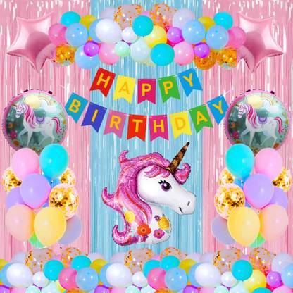 Crazykart Happy Birthday Unicorn Theme Combo Kit For Party Decoration Items