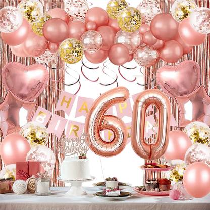 Party Spritz 60th Birthday Decorations for Women, Happy Birthday Banner, Rose Gold Fringe