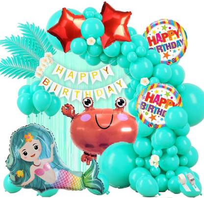 PopTheParty Crab Theme Decoration with Star and Round Foil Balloon for Birthday Party