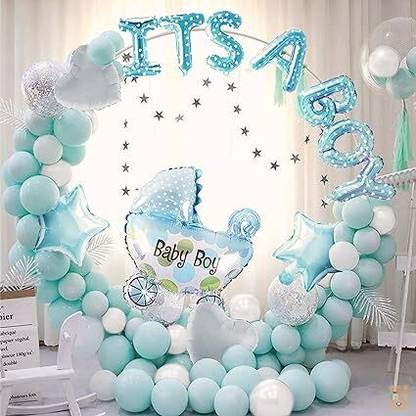 groovy dudz Solid Baby Boy Welcome Decoration Kit For Home Balloon