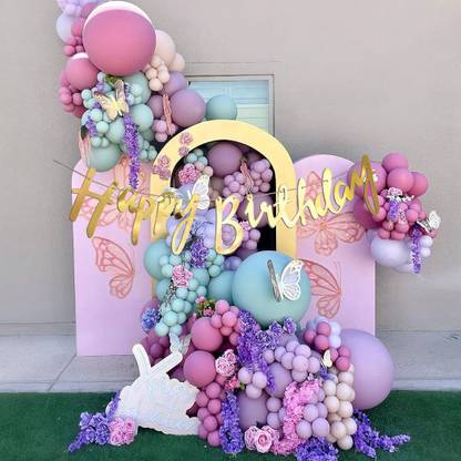 R G ACCESSORIES Pink Purple Blue Balloons Combo Kit Of 103 Pcs For Party Decorations