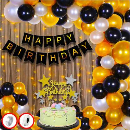 Uzmax Black Golden and Silver Birthday Theme for Girls Boys Wife Husband etc.