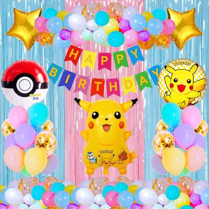 Choice Corner Happy Birthday Pokemon Pikachu Theme Combo Items For Birthday Party Decorations