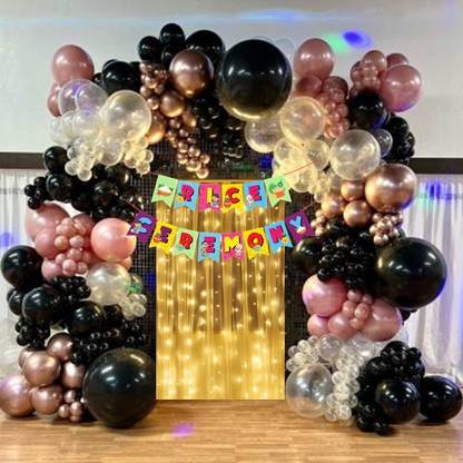 Prihit Rice ceremony Annaprashan Decoration balloons banners and curtains