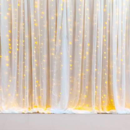 Fun and Flex White Curtain Net for Decoration - 4Pcs Combo White Net with Led Fairy Lights