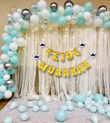 TOYXE 41386 Eid Mubarak Decoration Green White Gold Set