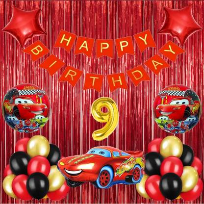 ZAMBOOREE Lightning McQueen Car Balloons Kit - Ultimate 9th Birthday Decoration Combo