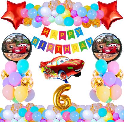 Choice Corner Happy Birthday Combo Kit For Lightning McQueen Car Theme Party Decoration