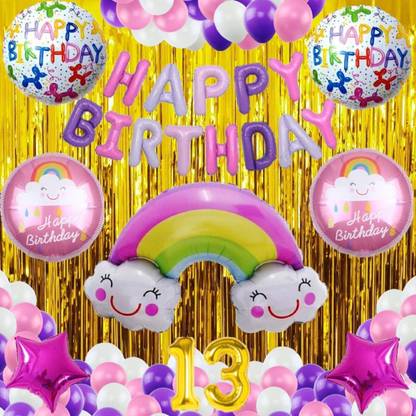Gleam Rainbow Theme 13th Year Birthday Party Decoration Items celebration Supplies