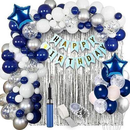 groovy dudz Blue Birthday Decoration Items - Huge 62 Pcs