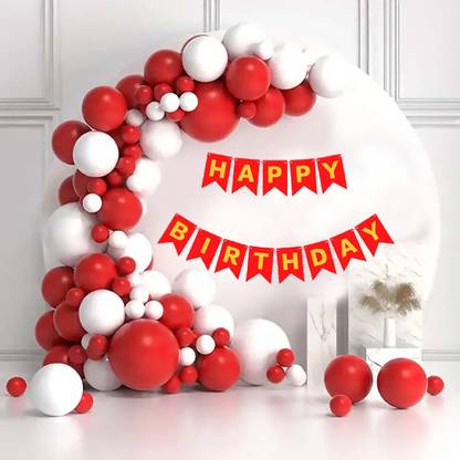 Zebra finch Red And White Birthday Decoration kit