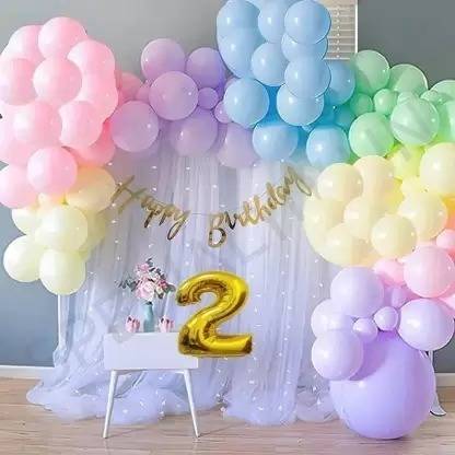 FOOGAA Rainbow theme 2nd birthday backdrop Net decoration DIY Kit