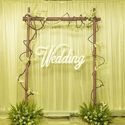 Fun and Flex WEDDING/HALDI/MEHENDI Backdrop Decoration with Yellow Net Curtain Cloth